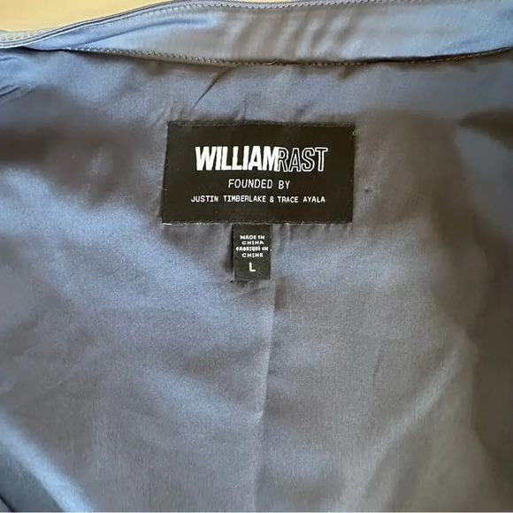 William Rast Dark Blue Bomber Jacket Sleeve Ruffles Satin Sporty Stripe Hem - Picture 9 of 10